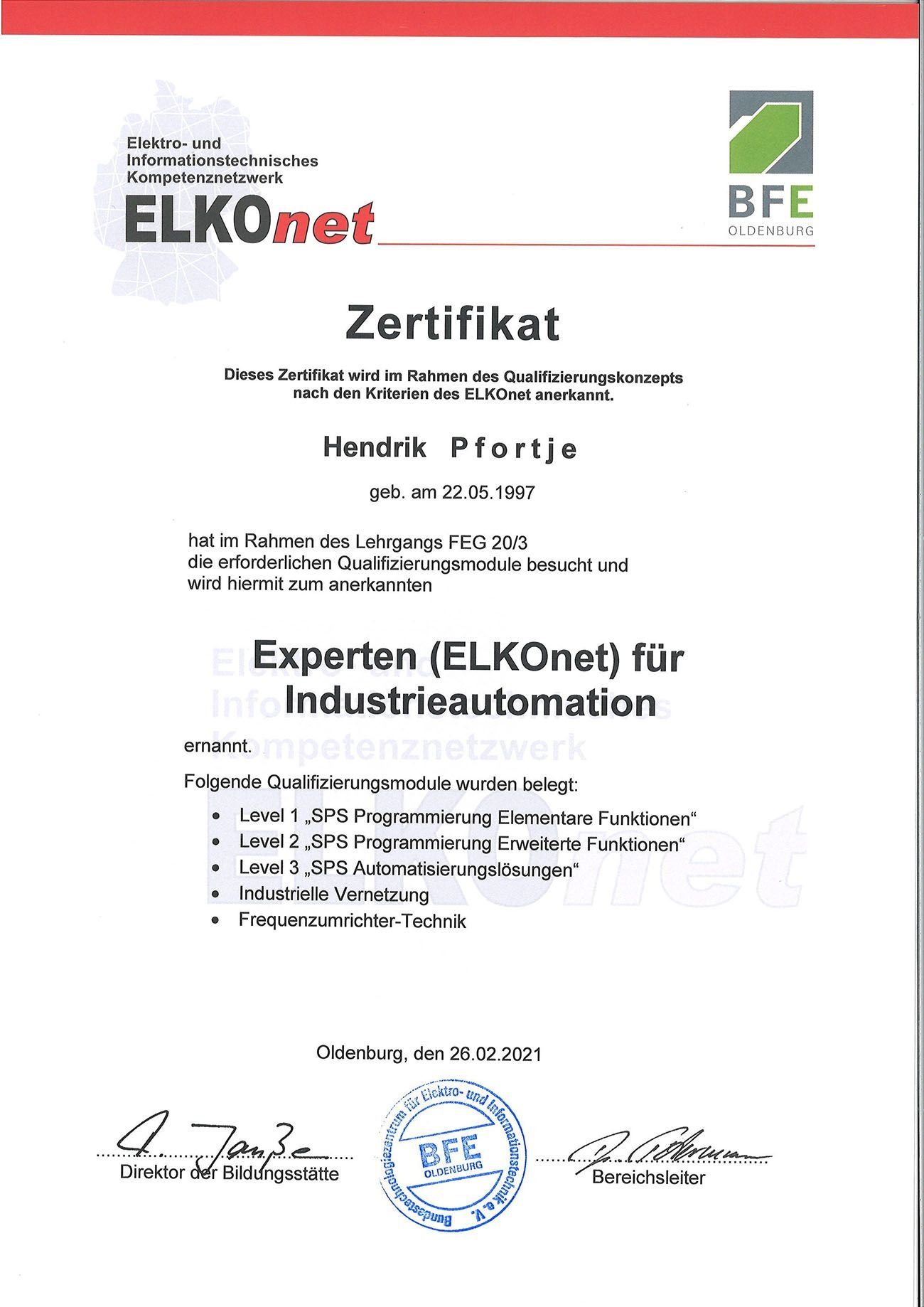 ELKOnet | Zertifikat